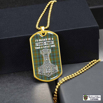 O'Brien Tartan Dog Tag Necklace Viking Mjolnir Style Gold No - Tartan Vibes Clothing