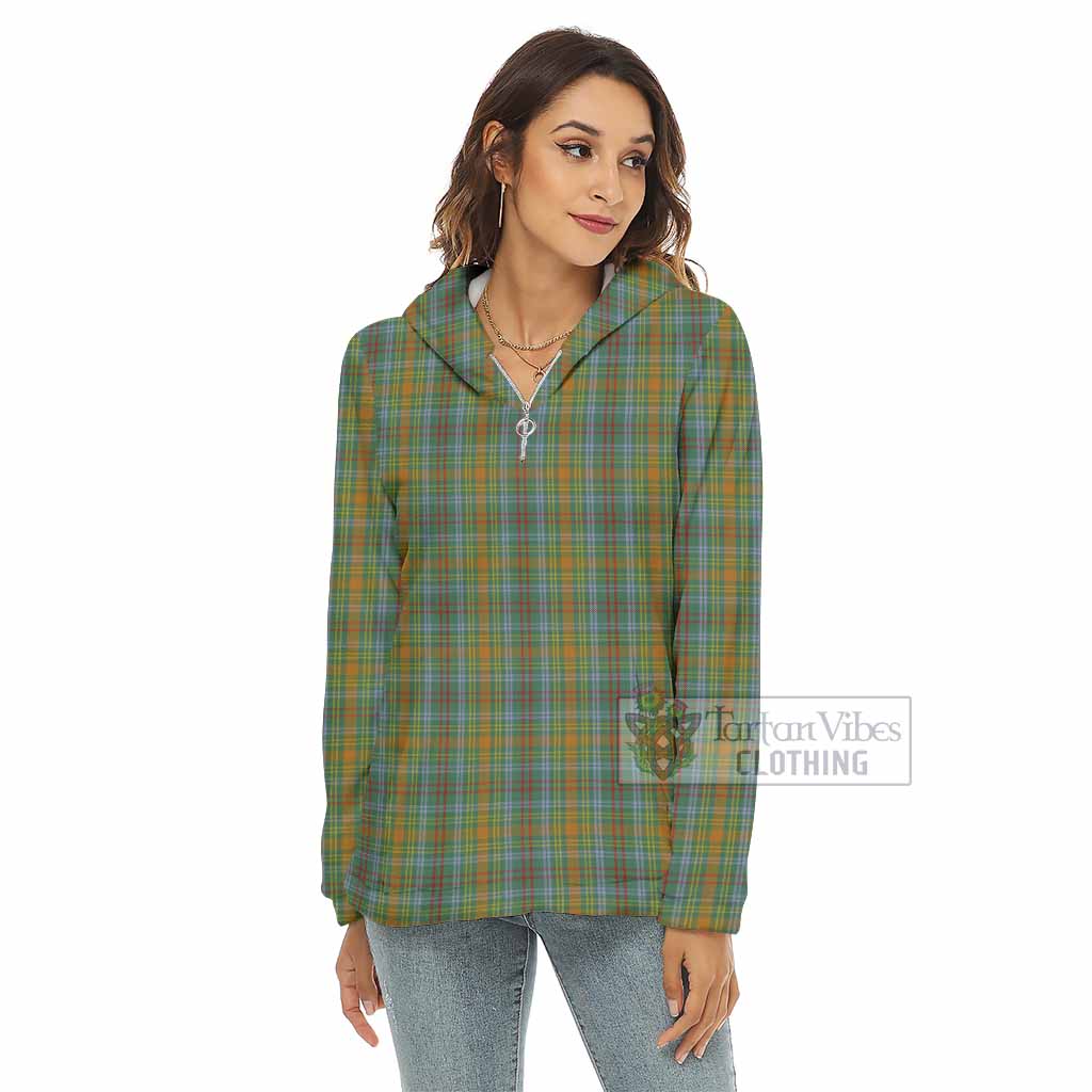 O'Brien Tartan Women's Borg Fleece Hoodie with Half Zip - Tartan Vibes Clothing