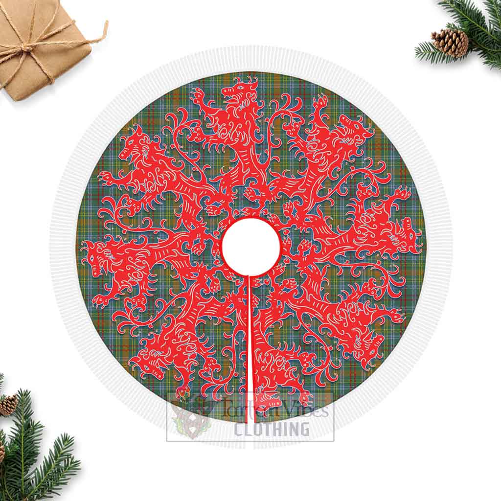 O'Brien Tartan Christmas Tree Skirt Lion Rampant Style Fringed Tree Skirts - Tartan Vibes Clothing