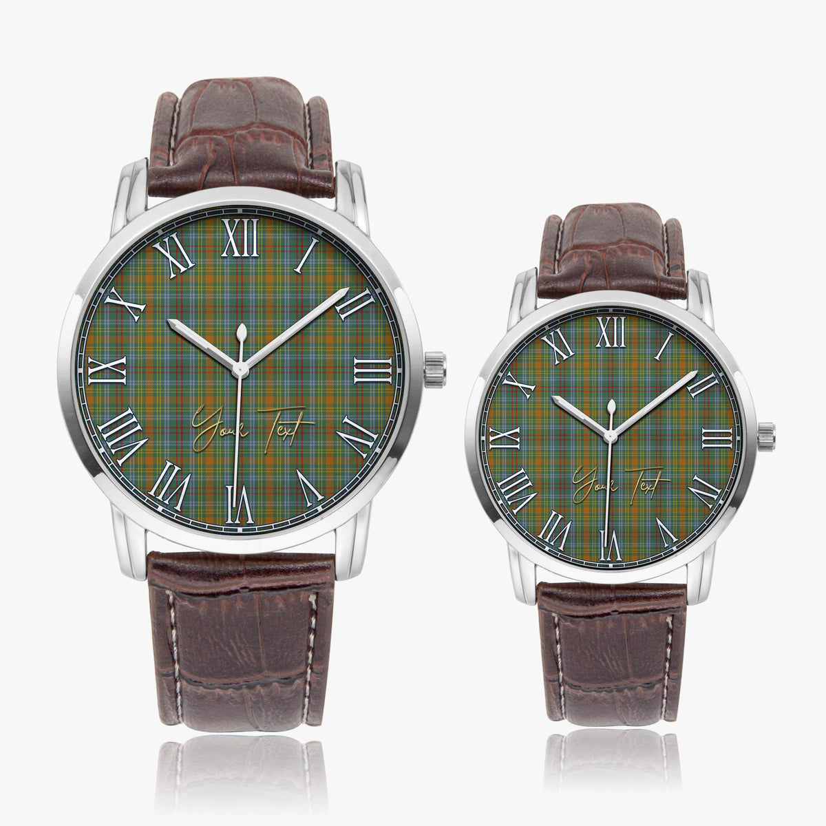 O'Brien Tartan Personalized Your Text Leather Trap Quartz Watch - Tartan Vibes Clothing