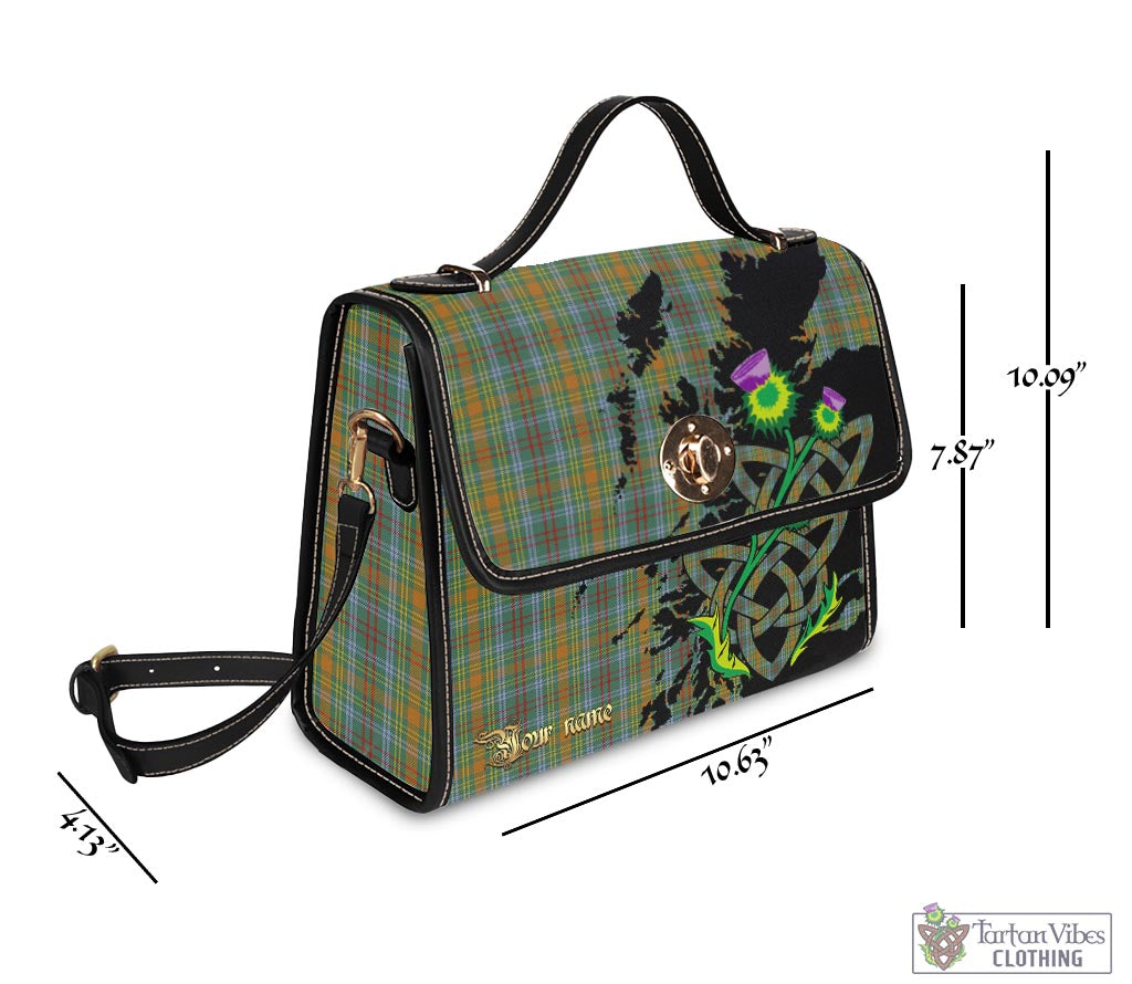 O'Brien Tartan Waterproof Canvas Bag with Scotland Map and Thistle Celtic Accents - Tartan Vibes Clothing
