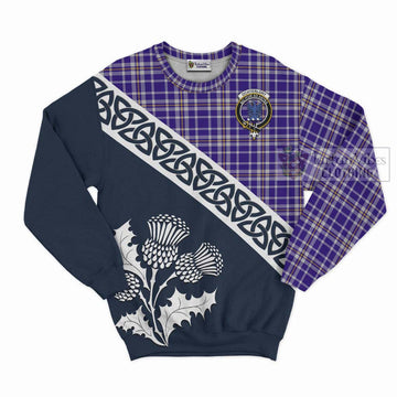 Ochterlony Tartan Sweatshirt Featuring Thistle and Scotland Map