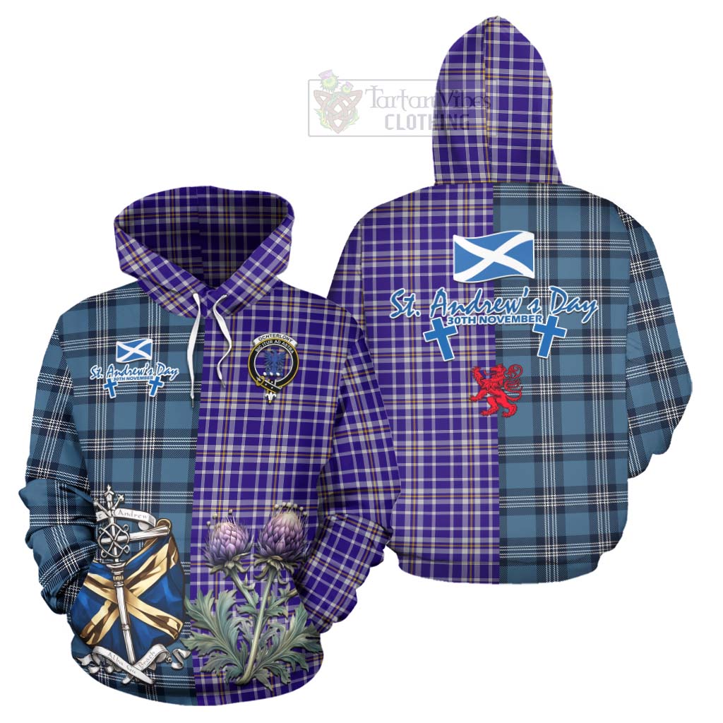 Tartan Vibes Clothing Ochterlony Tartan Hoodie Happy St. Andrew's Day Half Tartan Style