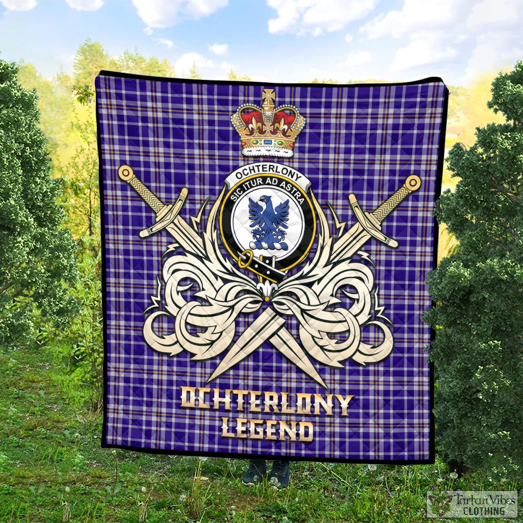 Tartan Vibes Clothing Ochterlony Tartan Quilt with Clan Crest and the Golden Sword of Courageous Legacy