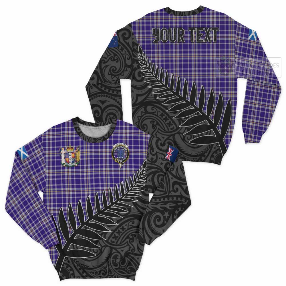 Tartan Vibes Clothing Ochterlony Crest Tartan Sweatshirt with New Zealand Silver Fern Half Style