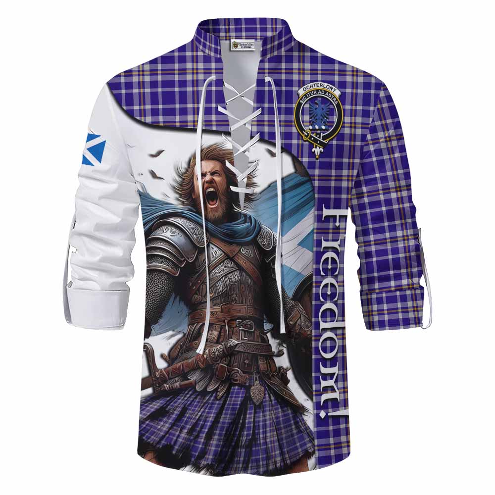 Tartan Vibes Clothing Ochterlony Crest Tartan Ghillie Kilt Shirt Inspired by the Freedom of Scottish Warrior