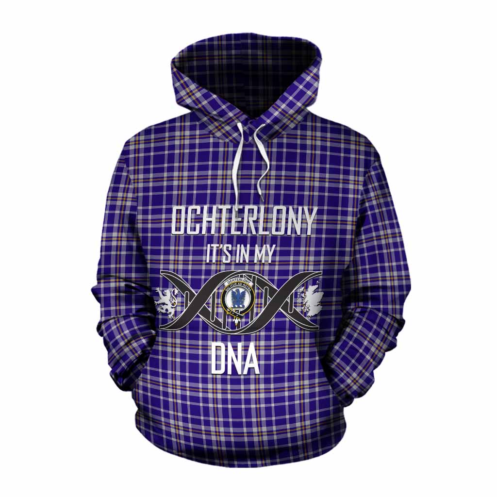 Tartan Vibes Clothing Ochterlony Tartan Cotton Hoodie with Family Crest DNA In Me Style