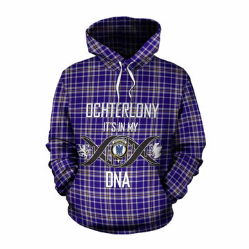 Ochterlony Tartan Cotton Hoodie with Family Crest DNA In Me Style