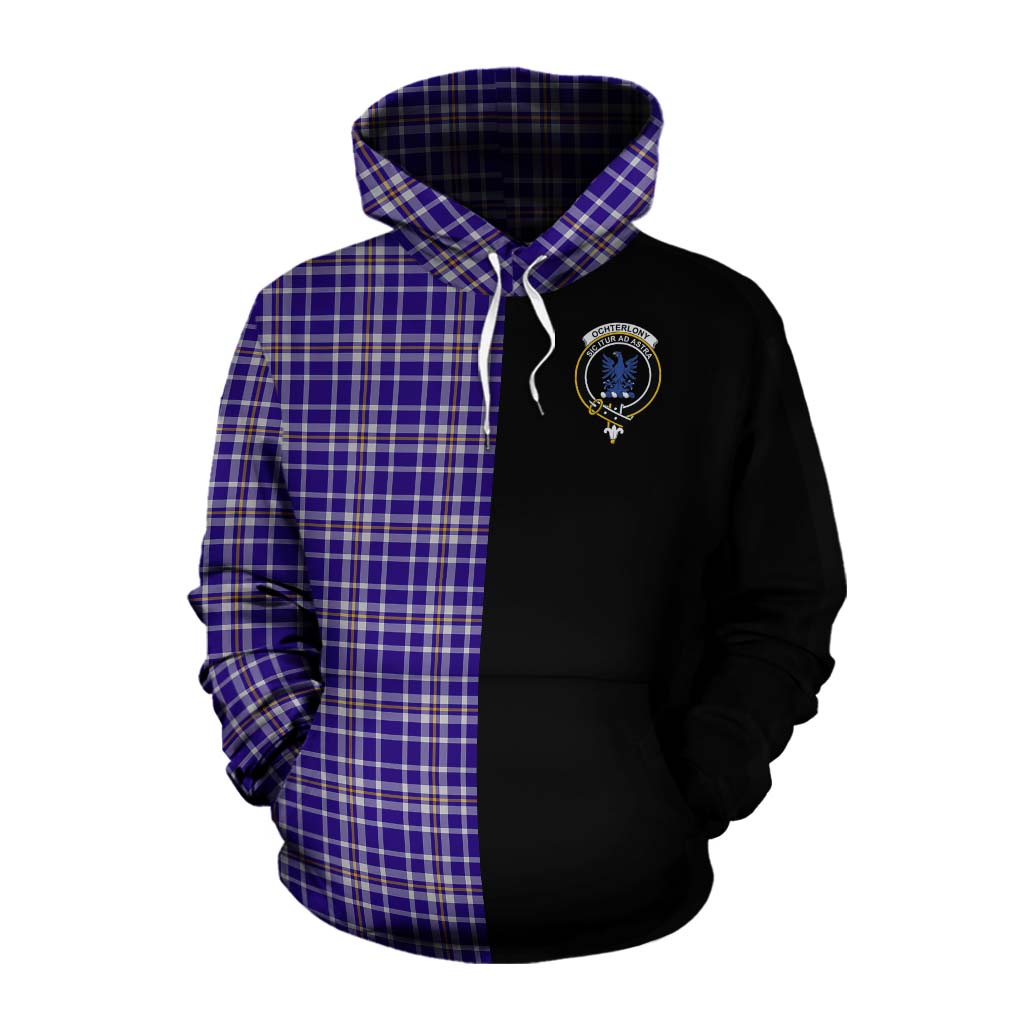 Tartan Vibes Clothing Ochterlony Tartan Cotton Hoodie with Family Crest and Half Of Me Style