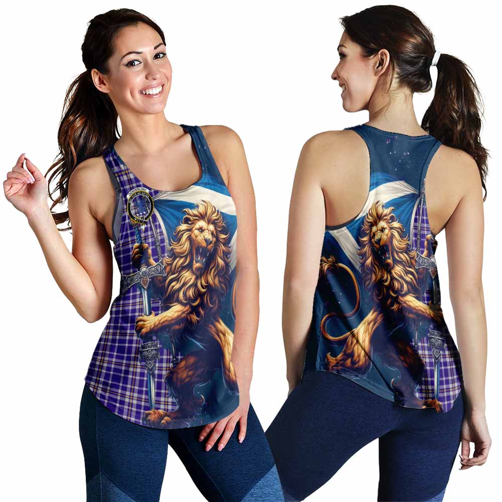 Tartan Vibes Clothing Ochterlony Tartan Family Crest Women's Racerback Tanks with Scottish Majestic Lion