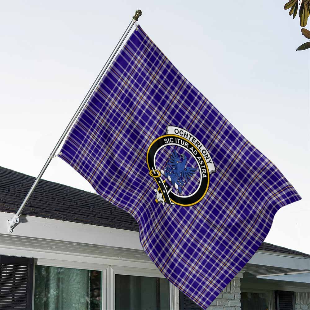 Tartan Vibes Clothing Ochterlony Tartan House Flag with Family Crest