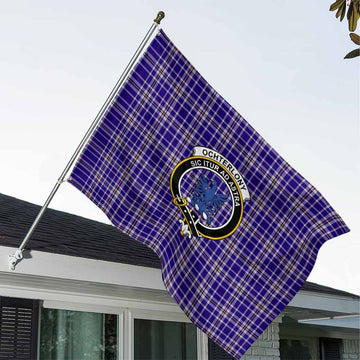 Ochterlony Tartan House Flag with Family Crest