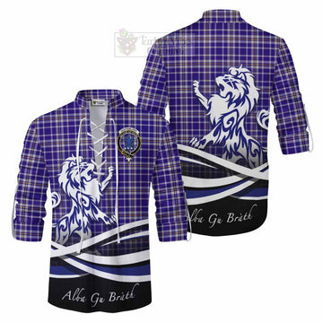 Ochterlony Tartan Ghillie Kilt Shirt with Alba Gu Brath Regal Lion Emblem