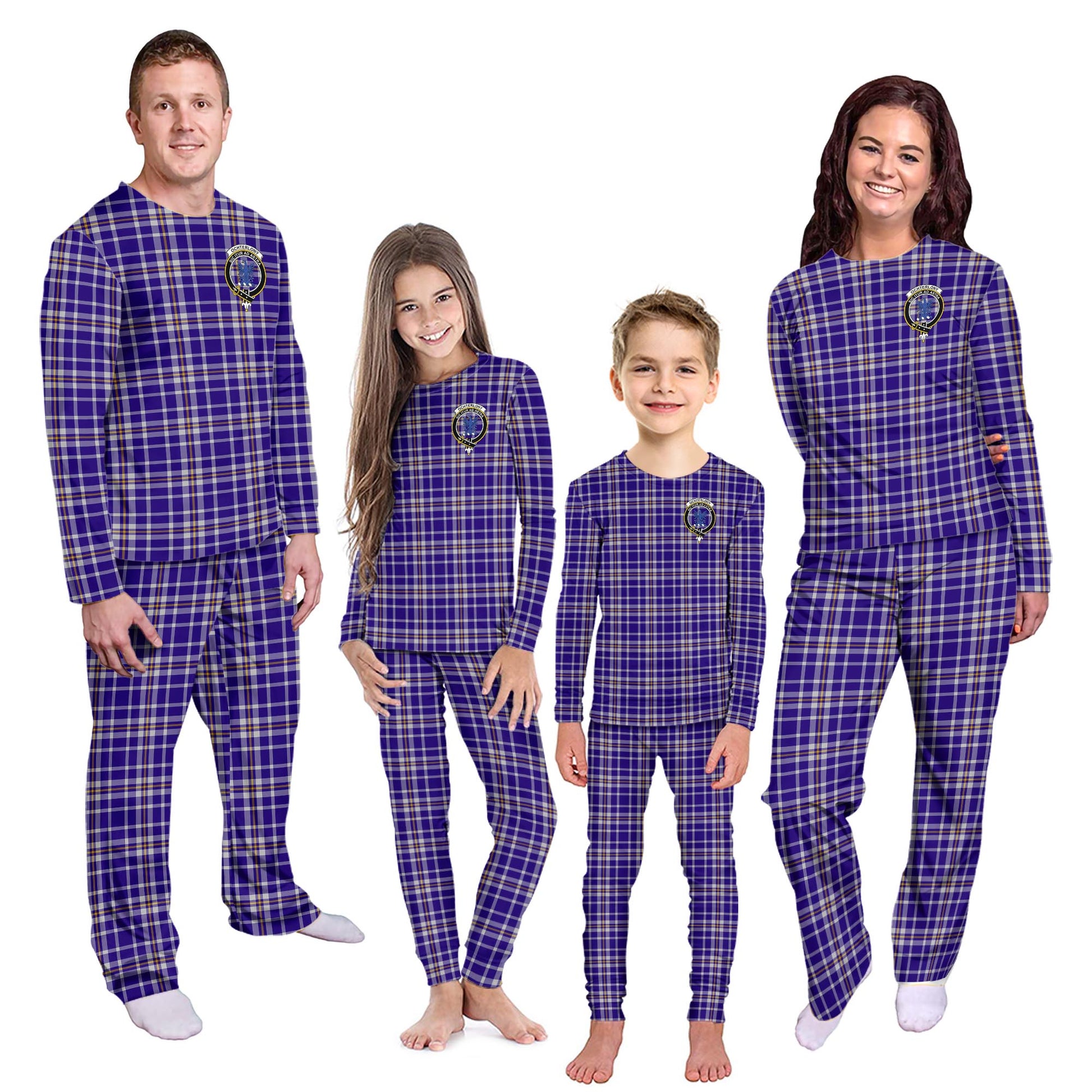 Ochterlony Tartan Pajamas Family Set with Family Crest Kid - Tartan Vibes Clothing
