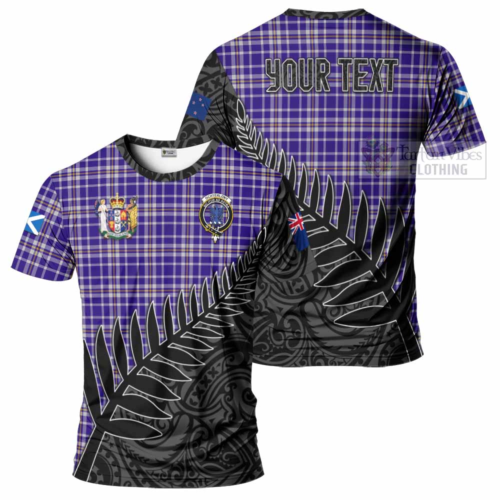 Tartan Vibes Clothing Ochterlony Crest Tartan T-Shirt with New Zealand Silver Fern Half Style