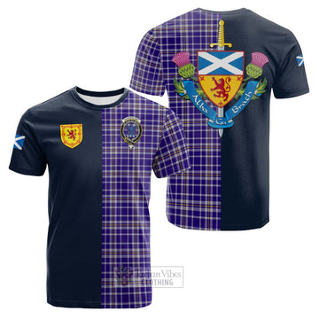 Ochterlony Tartan Cotton T-shirt Alba with Scottish Lion Royal Arm Half Style