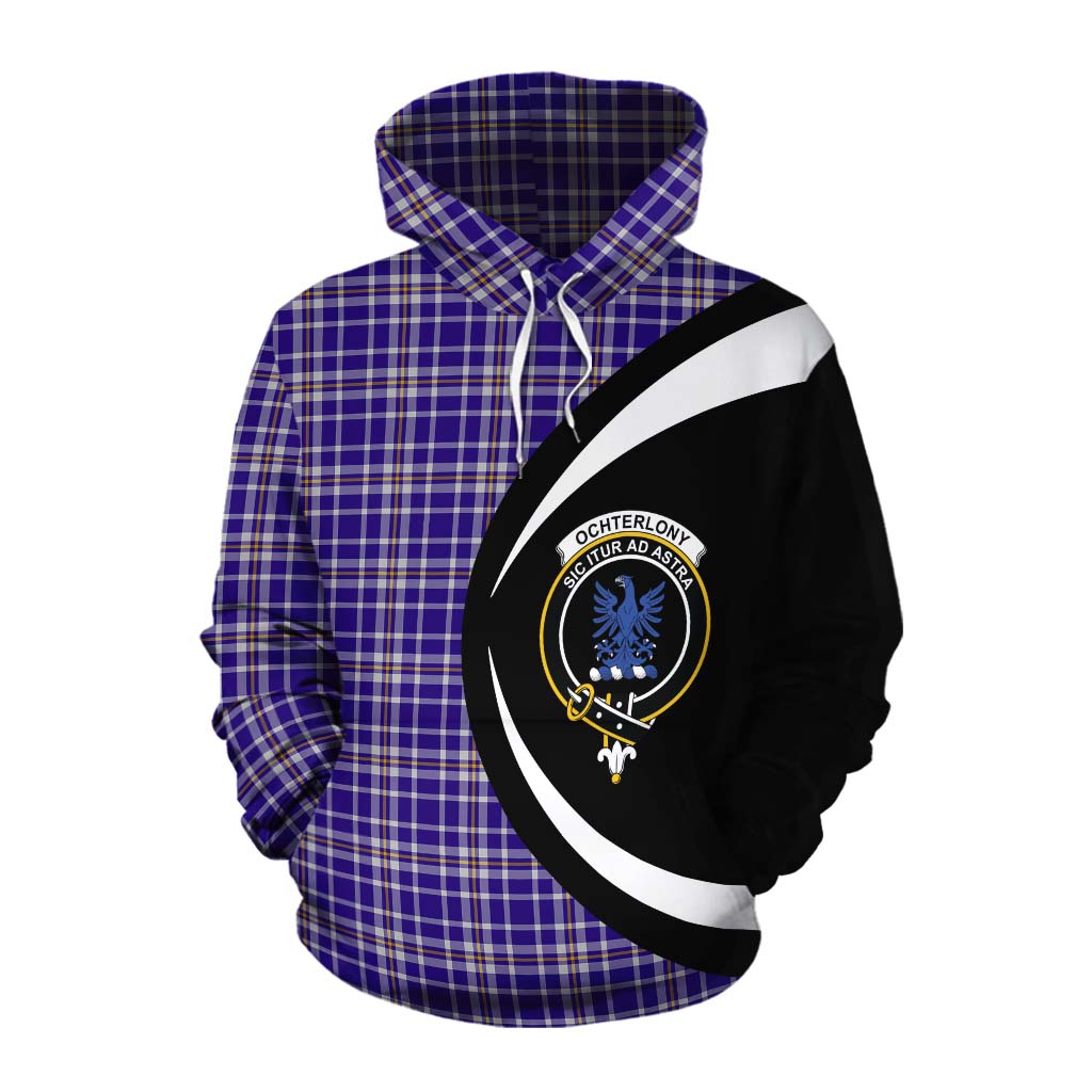 Tartan Vibes Clothing Ochterlony Tartan Cotton Hoodie with Family Crest Circle Style