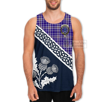 Ochterlony Tartan Men's Tank Top Featuring Thistle and Scotland Map