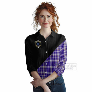 Ochterlony Tartan Women's Casual Shirt with Family Crest and Military Logo Style