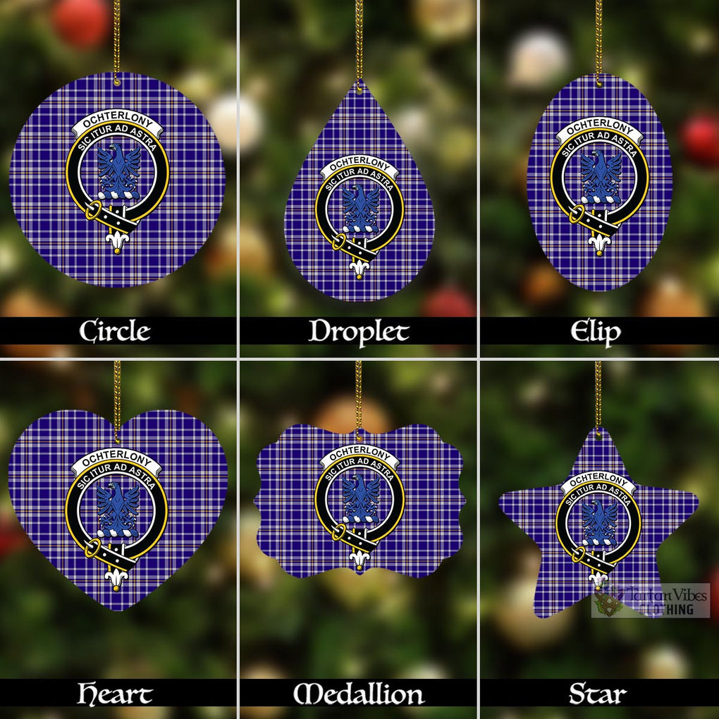 Tartan Vibes Clothing Ochterlony Tartan Christmas Aluminium Ornament with Family Crest