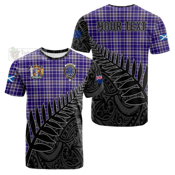 Ochterlony Crest Tartan Cotton T-shirt with New Zealand Silver Fern Half Style