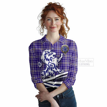 Ochterlony Tartan Women's Casual Shirt with Alba Gu Brath Regal Lion Emblem