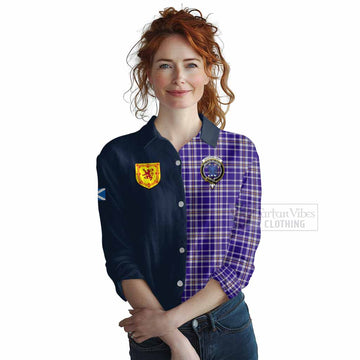 Ochterlony Tartan Women's Casual Shirt Alba with Scottish Lion Royal Arm Half Style