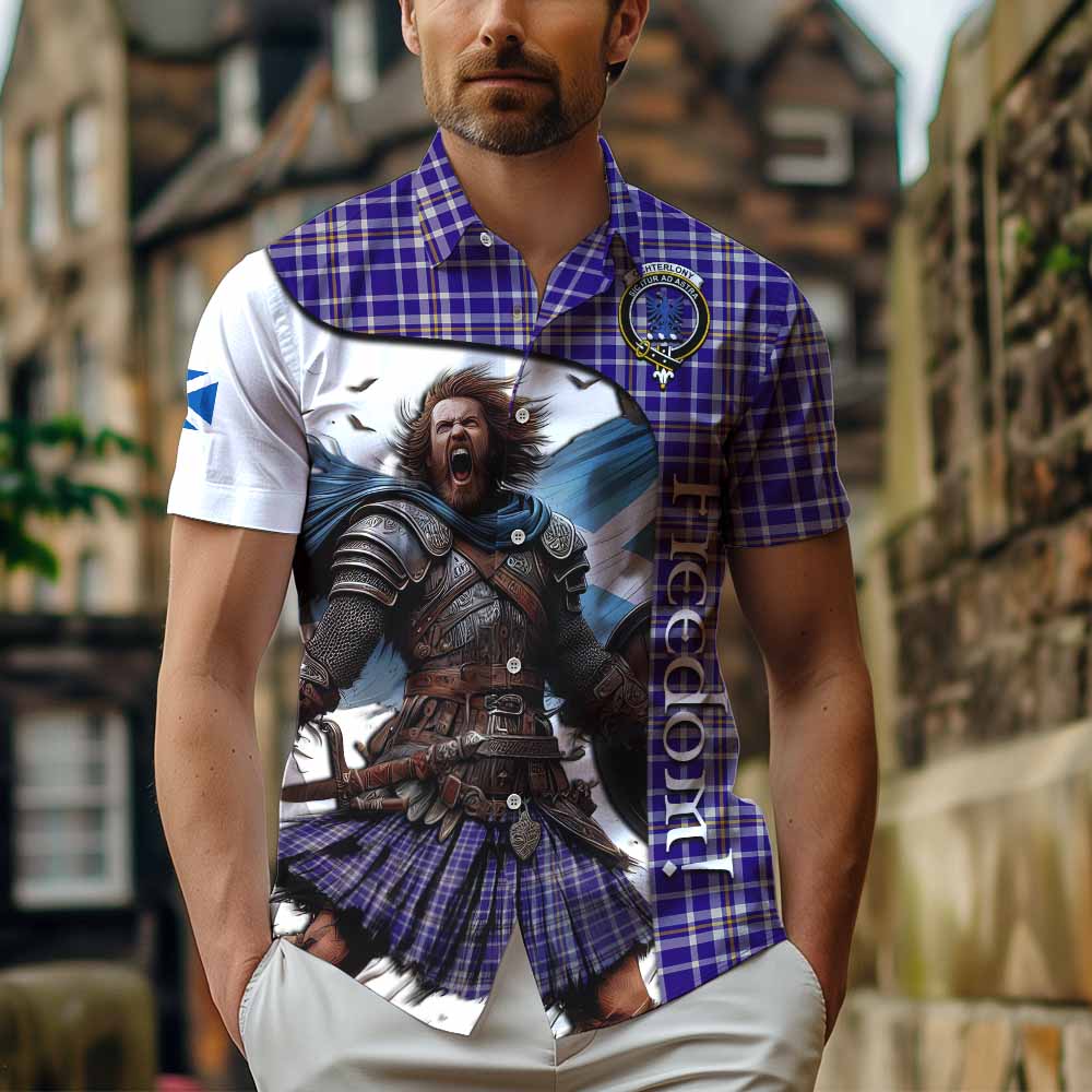 Tartan Vibes Clothing Ochterlony Crest Tartan Short Sleeve Button Shirt Inspired by the Freedom of Scottish Warrior