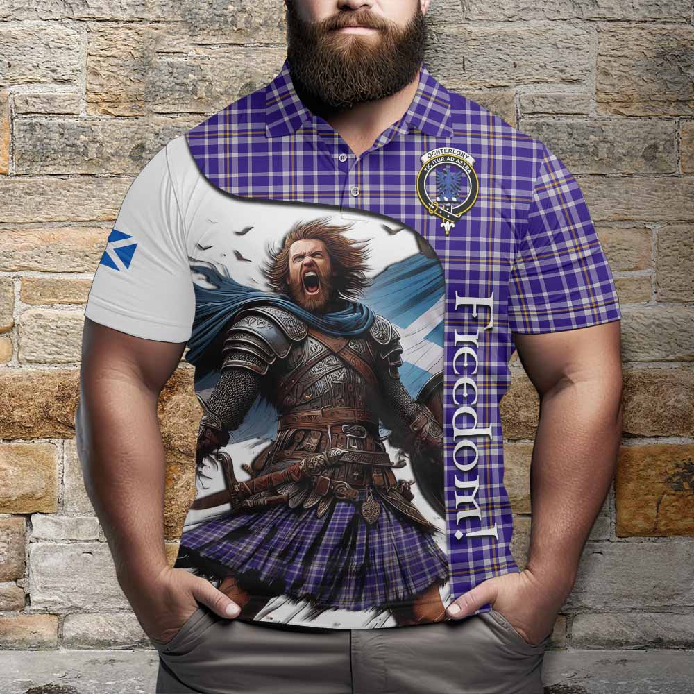 Tartan Vibes Clothing Ochterlony Crest Tartan Polo Shirt Inspired by the Freedom of Scottish Warrior