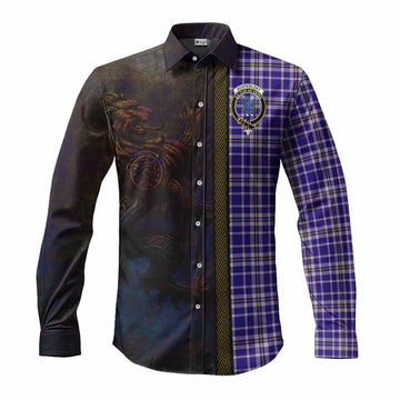 Ochterlony Tartan Family Crest Long Sleeve Button Shirt Alba Gu Brath Be Brave Lion Ancient Style Men's Shirt S - Tartan Vibes Clothing