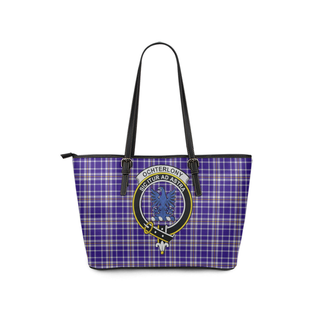 Ochterlony Tartan Leather Tote Bag with Family Crest - Tartan Vibes Clothing