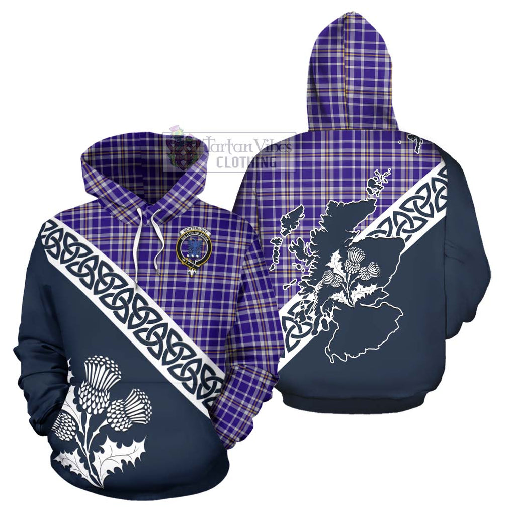 Tartan Vibes Clothing Ochterlony Tartan Hoodie Featuring Thistle and Scotland Map