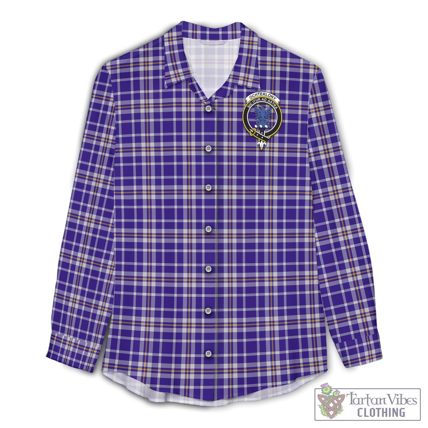 Tartan Vibes Clothing Ochterlony Tartan Womens Casual Shirt with Family Crest