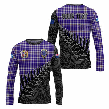 Ochterlony Crest Tartan Long Sleeve T-Shirt with New Zealand Silver Fern Half Style