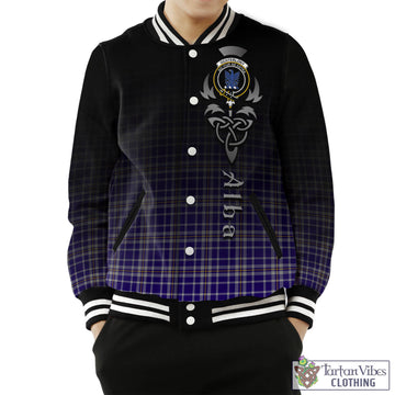 Ochterlony Tartan Baseball Jacket Featuring Alba Gu Brath Family Crest Celtic Inspired