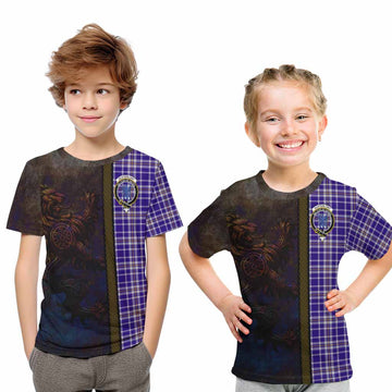 Ochterlony Tartan Family Crest Kid T-Shirt Alba Gu Brath Be Brave Lion Ancient Style Youth XL Size14 - Tartan Vibes Clothing