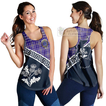 Ochterlony Tartan Women's Racerback Tanks Featuring Thistle and Scotland Map