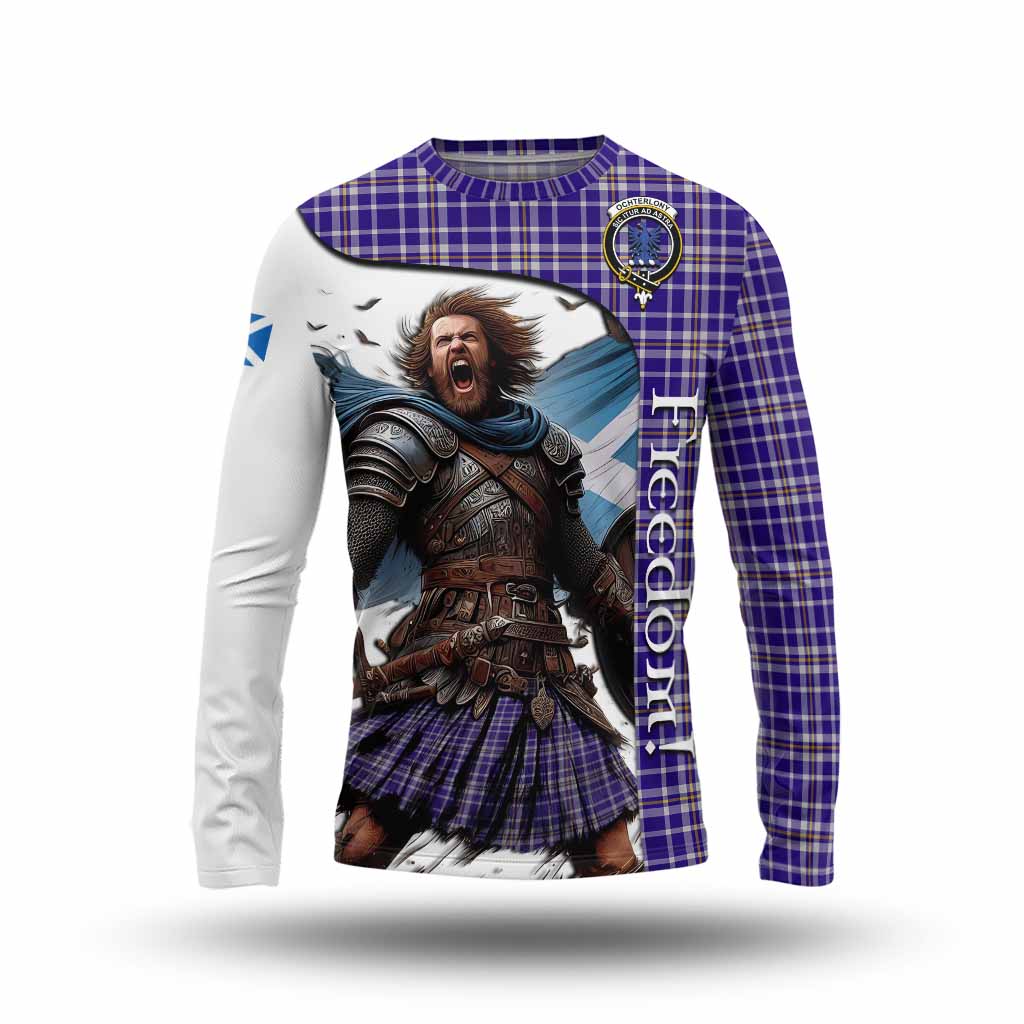 Tartan Vibes Clothing Ochterlony Crest Tartan Long Sleeve T-Shirt Inspired by the Freedom of Scottish Warrior