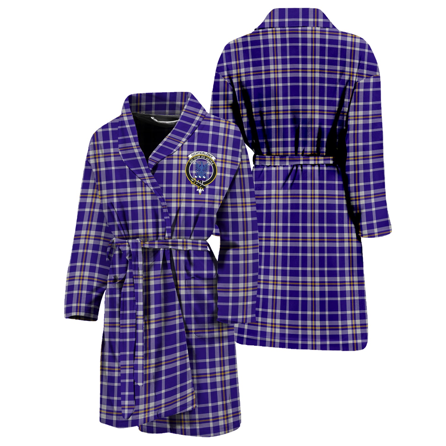 Ochterlony Tartan Bathrobe with Family Crest Unisex S - Tartan Vibes Clothing