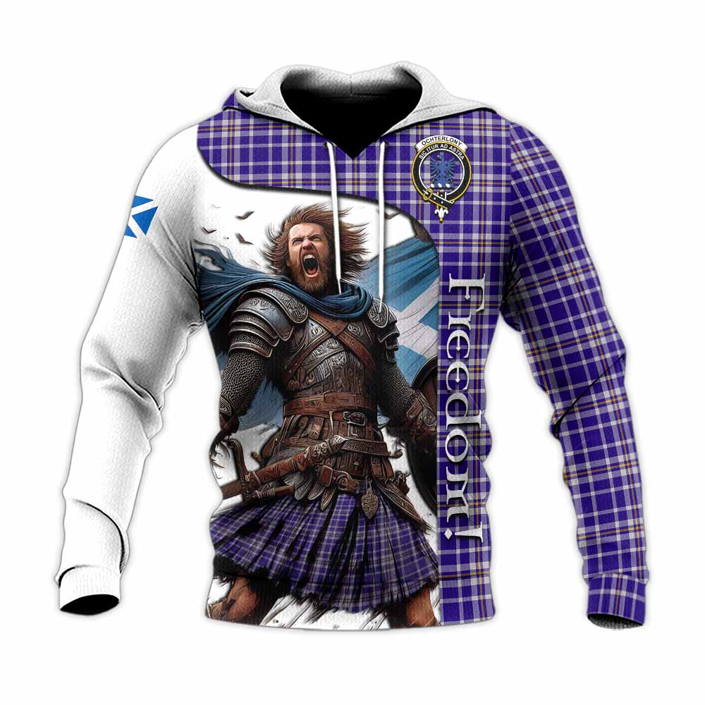 Tartan Vibes Clothing Ochterlony Crest Tartan Knitted Hoodie Inspired by the Freedom of Scottish Warrior