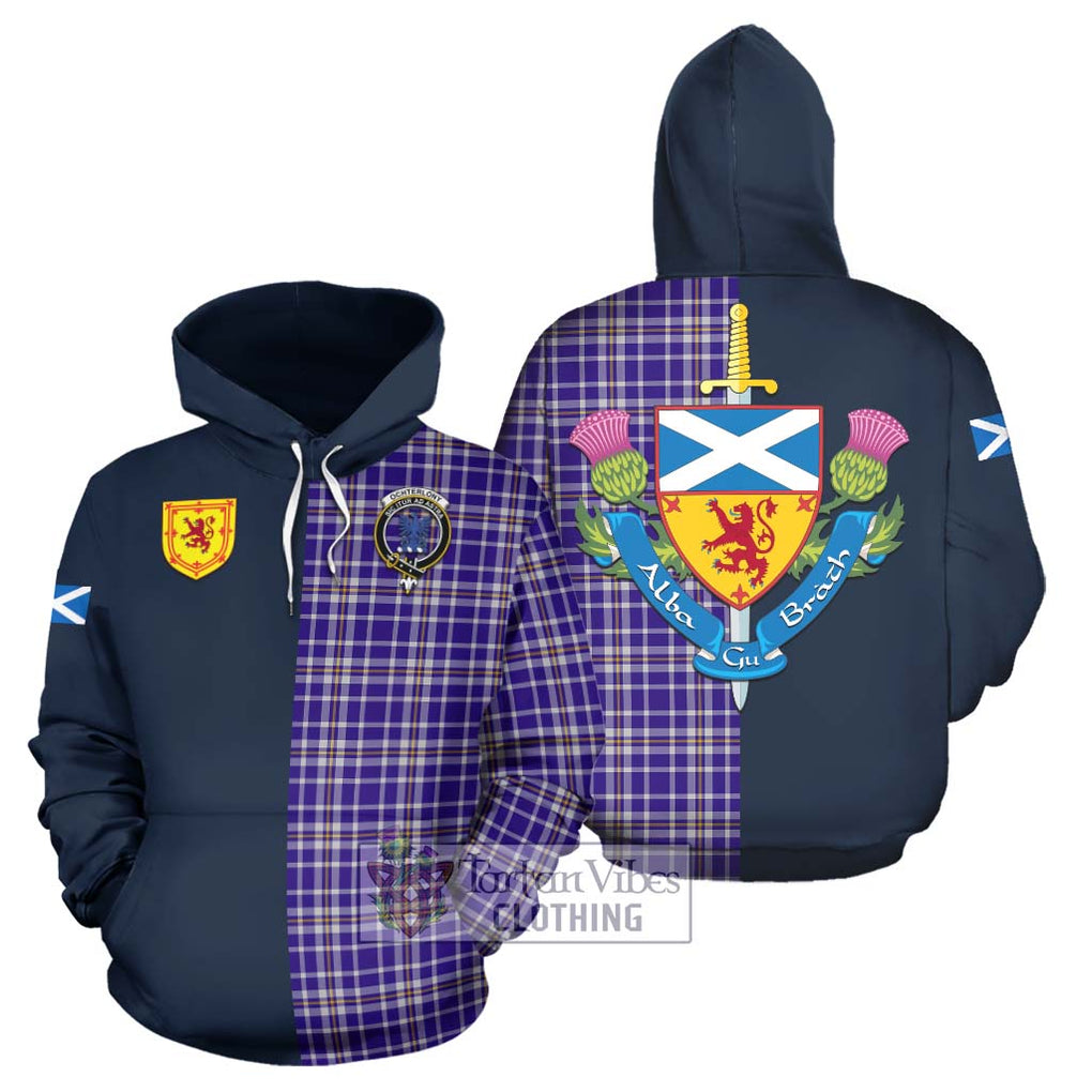 Tartan Vibes Clothing Ochterlony Tartan Hoodie with Scottish Lion Royal Arm Half Style