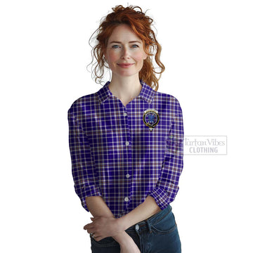 Ochterlony Tartan Women's Casual Shirt with Family Crest Celtic Skull Style