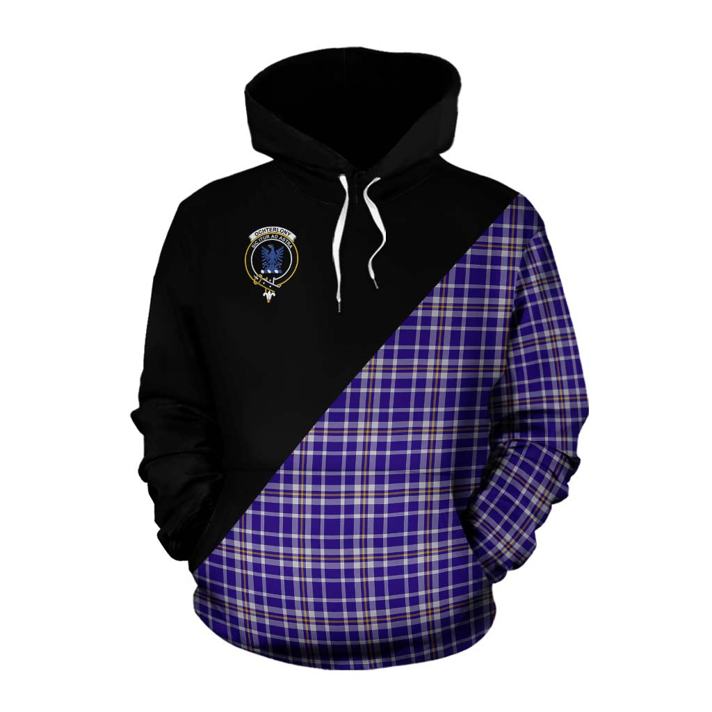 Tartan Vibes Clothing Ochterlony Tartan Cotton Hoodie with Family Crest and Military Logo Style