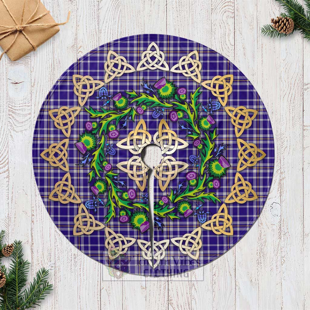 Ochterlony Tartan Christmas Tree Skirt with Thistle Celtic Knot Style Casual Tree Skirts - Tartan Vibes Clothing