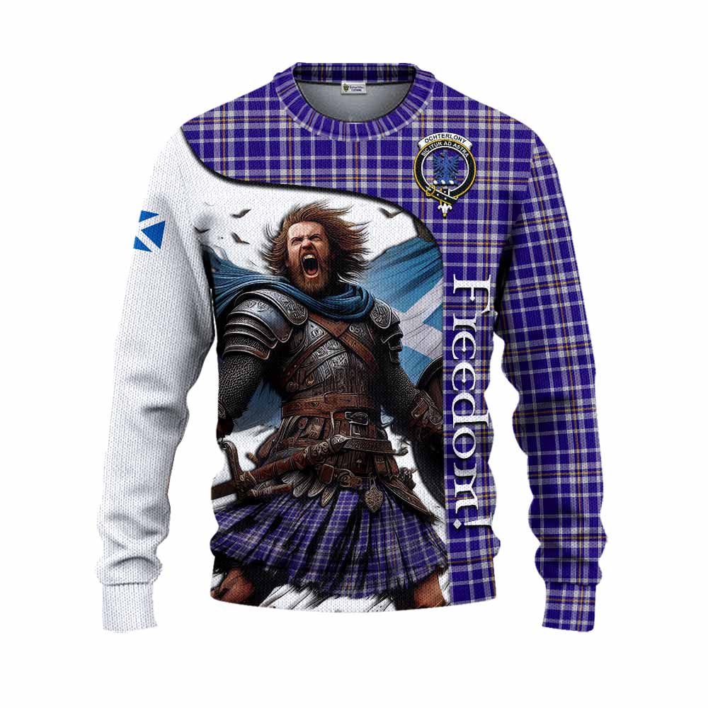 Tartan Vibes Clothing Ochterlony Crest Tartan Knitted Sweater Inspired by the Freedom of Scottish Warrior