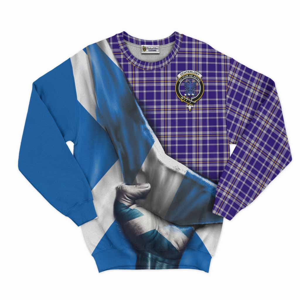 Tartan Vibes Clothing Ochterlony Tartan Sweatshirt with Family Crest Scotland Patriotic Style