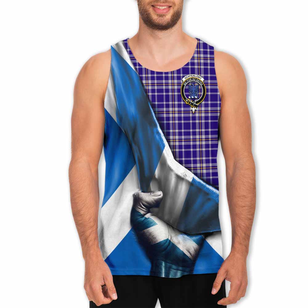 Tartan Vibes Clothing Ochterlony Tartan Men's Tank Top with Family Crest Scotland Patriotic Style