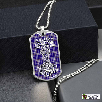 Ochterlony Tartan Dog Tag Necklace Viking Mjolnir Style