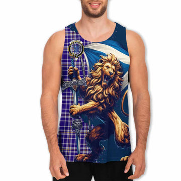 Ochterlony Tartan Family Crest Men's Tank Top with Scottish Majestic Lion