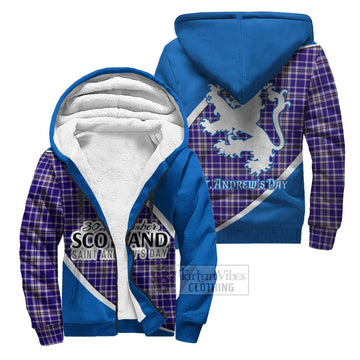 Ochterlony Family Crest Tartan Sherpa Hoodie Celebrate Saint Andrew's Day in Style